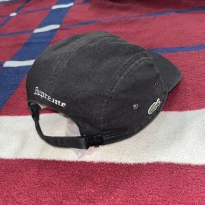 Supreme Lacoste Pique Knit Camp 5 panel faded black hat Cap Fits up to 21”
